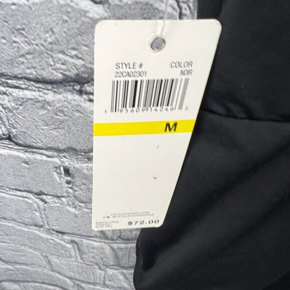 Catalina Swimwear Black 1 Piece Swimsuit Size M Ruffle Smocked Deep Plunge NWT - Picture 3 of 12